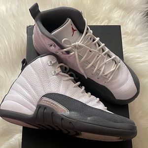 white & grey air jordan 12 🤍